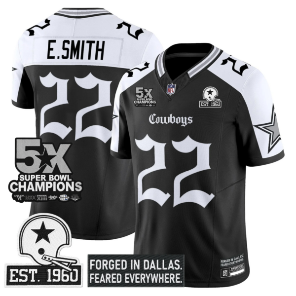 Dallas Cowboys Emmitt Smith 'Gothic Lone Star Edition' 5x Champions Patch Vapor Limited Jersey - All Stitched - Alternate