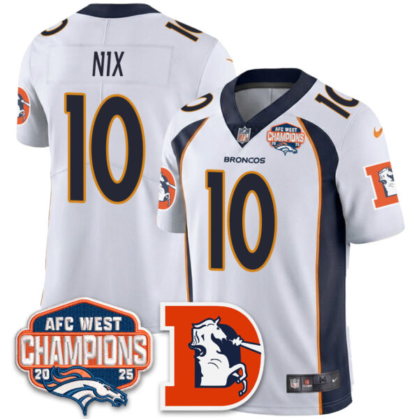 Denver Broncos Bo Nix 2025 AFC West Division Champions Vapor Limited Jersey - All Stitched - White