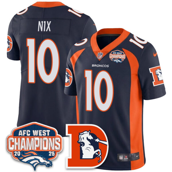 Denver Broncos Bo Nix 2025 AFC West Division Champions Vapor Limited Jersey - All Stitched - Navy