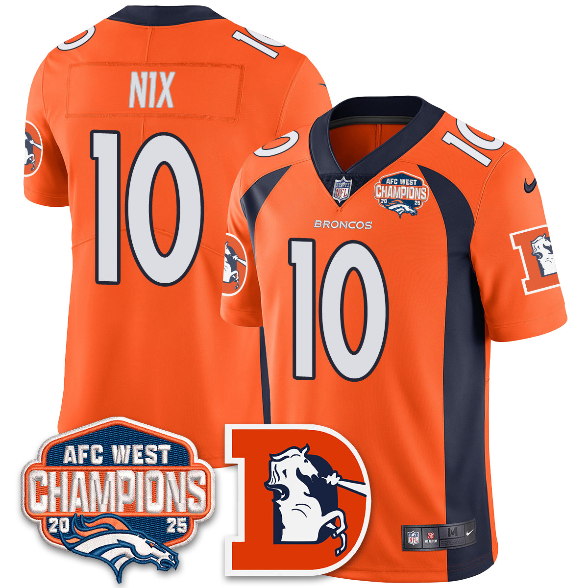 Denver Broncos Bo Nix 2025 AFC West Division Champions Vapor Limited Jersey - All Stitched - Orange
