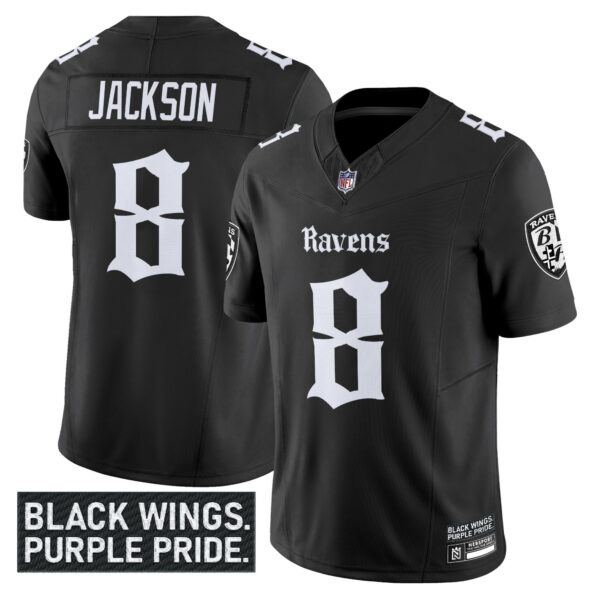 Baltimore Ravens Lamar Jackson 'Gothic Nevermore Edition' Vapor Limited Jersey - All Stitched - Black