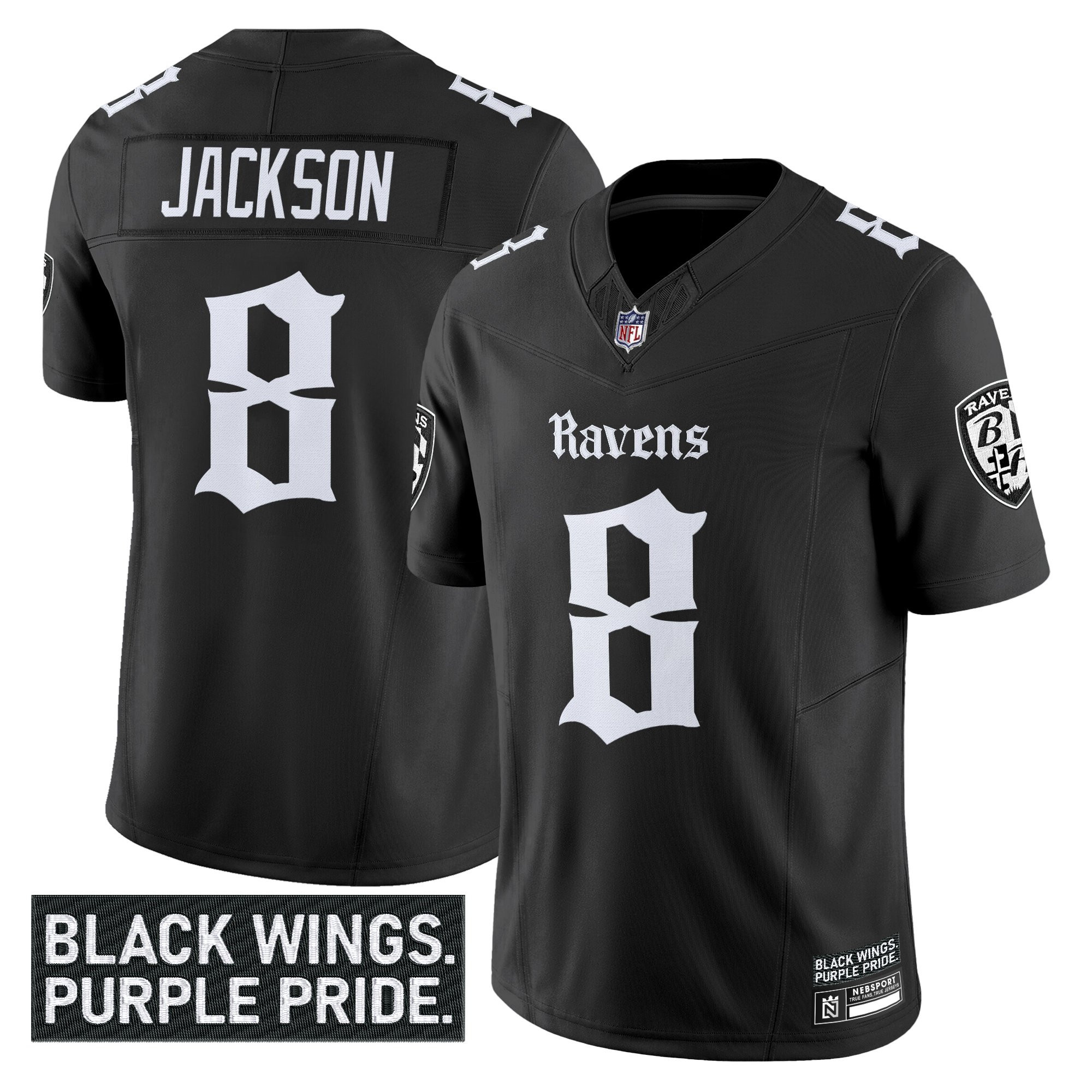 Baltimore Ravens Lamar Jackson 'Gothic Nevermore Edition' Vapor Limited Jersey - All Stitched - Black
