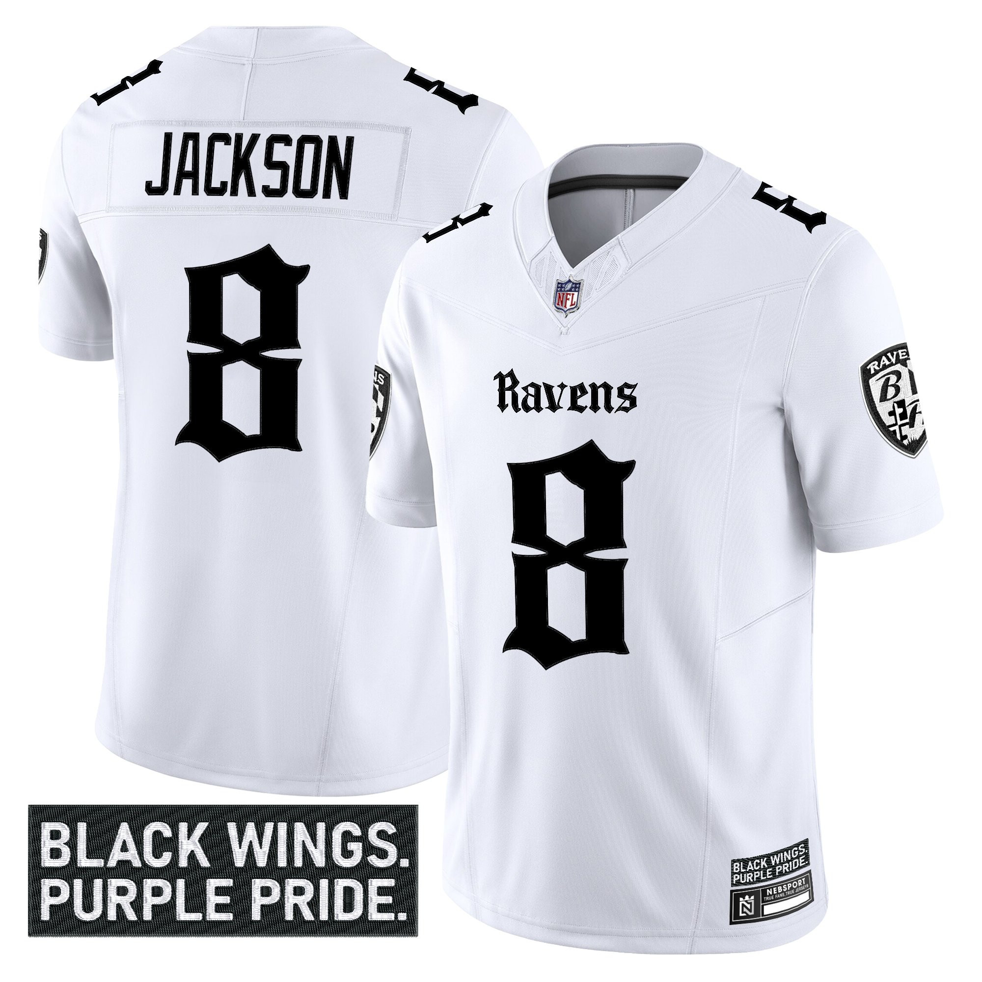 Baltimore Ravens Lamar Jackson 'Gothic Nevermore Edition' Vapor Limited Jersey - All Stitched - White