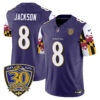 Baltimore Ravens Lamar Jackson 'Maryland Flag Edition' 30th Anniversary Patch Vapor Limited Jersey - All Stitched - Purple