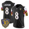 Baltimore Ravens Lamar Jackson 'Maryland Flag Edition' 30th Anniversary Patch Vapor Limited Jersey - All Stitched - Black