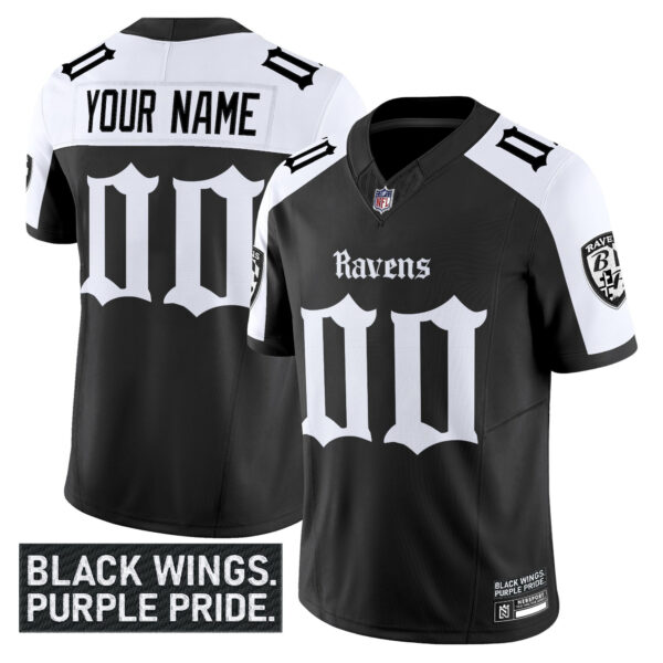 Baltimore Ravens 'Gothic Nevermore Edition' Vapor Limited Custom Jersey - All Stitched - Alternate