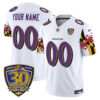 Baltimore Ravens 'Maryland Flag Edition' 30th Anniversary Patch Vapor Limited Custom Jersey - All Stitched - White