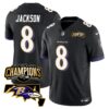 Baltimore Ravens Lamar Jackson 2023 AFC North Champions Maryland Patch Vapor Limited Jersey - All Stitched - Black