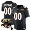 Baltimore Ravens 2023 AFC North Champions Maryland Patch Vapor Limited Custom Jersey - All Stitched - Black