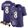 Baltimore Ravens Lamar Jackson Joe D. Jacoby Patch Vapor Limited Jersey - All Stitched - Purple