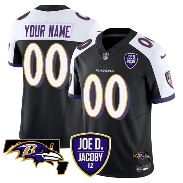 Baltimore Ravens Joe D. Jacoby Patch Vapor Limited Custom Jersey - All Stitched - Black Alternate