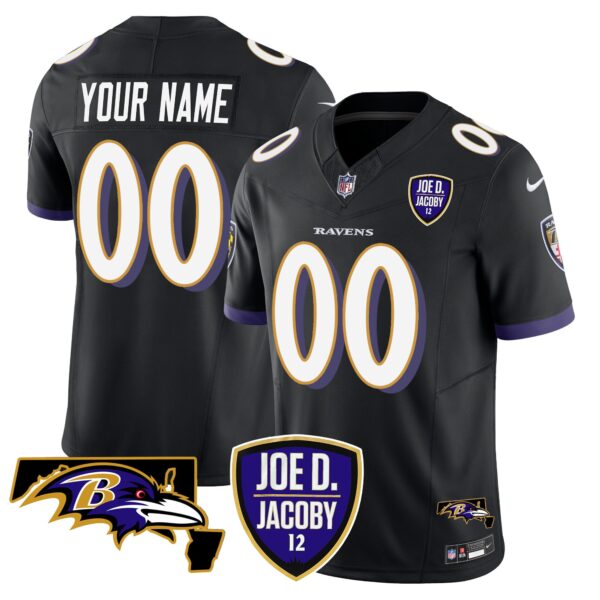 Baltimore Ravens Lamar Jackson Joe D. Jacoby Patch Vapor Limited Jersey - All Stitched - Black