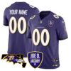 Baltimore Ravens Lamar Jackson Joe D. Jacoby Patch Vapor Limited Jersey - All Stitched - Purple
