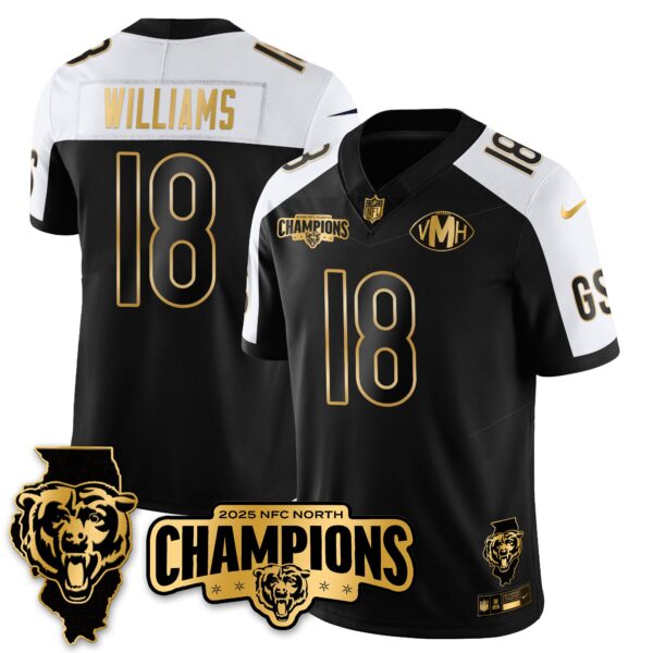 Chicago Bears Caleb Williams 2025 NFC North Division Champions Vapor Limited Gold Jersey - All Stitched - Alternate