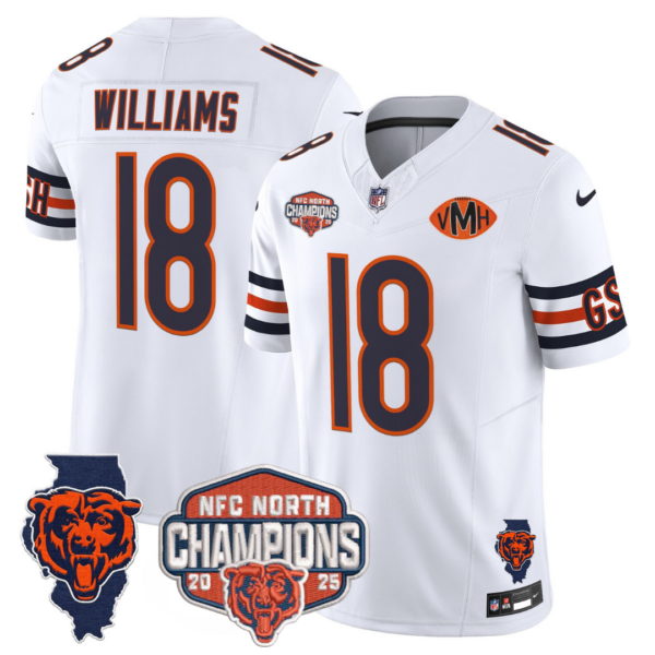 Chicago Bears Caleb Williams 2025 NFC North Division Champions Vapor Limited Jersey - All Stitched - White
