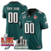Philadelphia Eagles Super Bowl LIX Champions Custom Jersey - All Stitched - Midnight Green