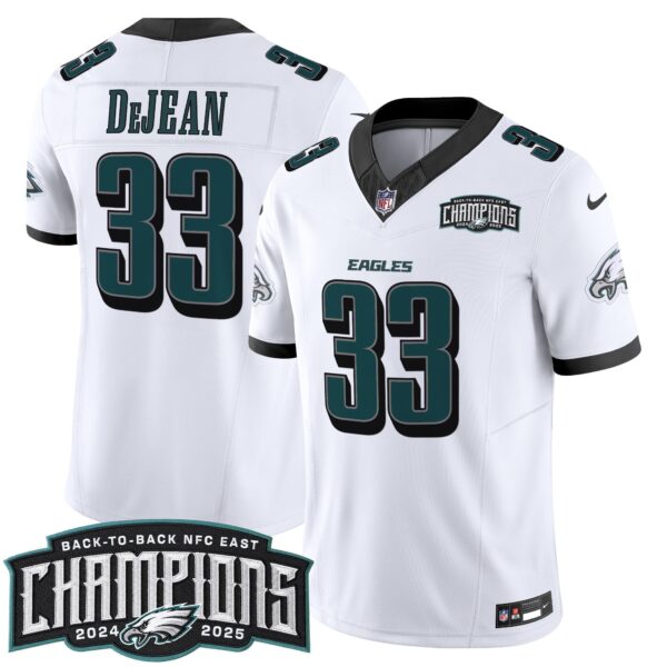 Philadelphia Eagles Cooper DeJean 'Back To Back' 2024/25 NFC East Division Champions Vapor Limited Jersey - All Stitched - White