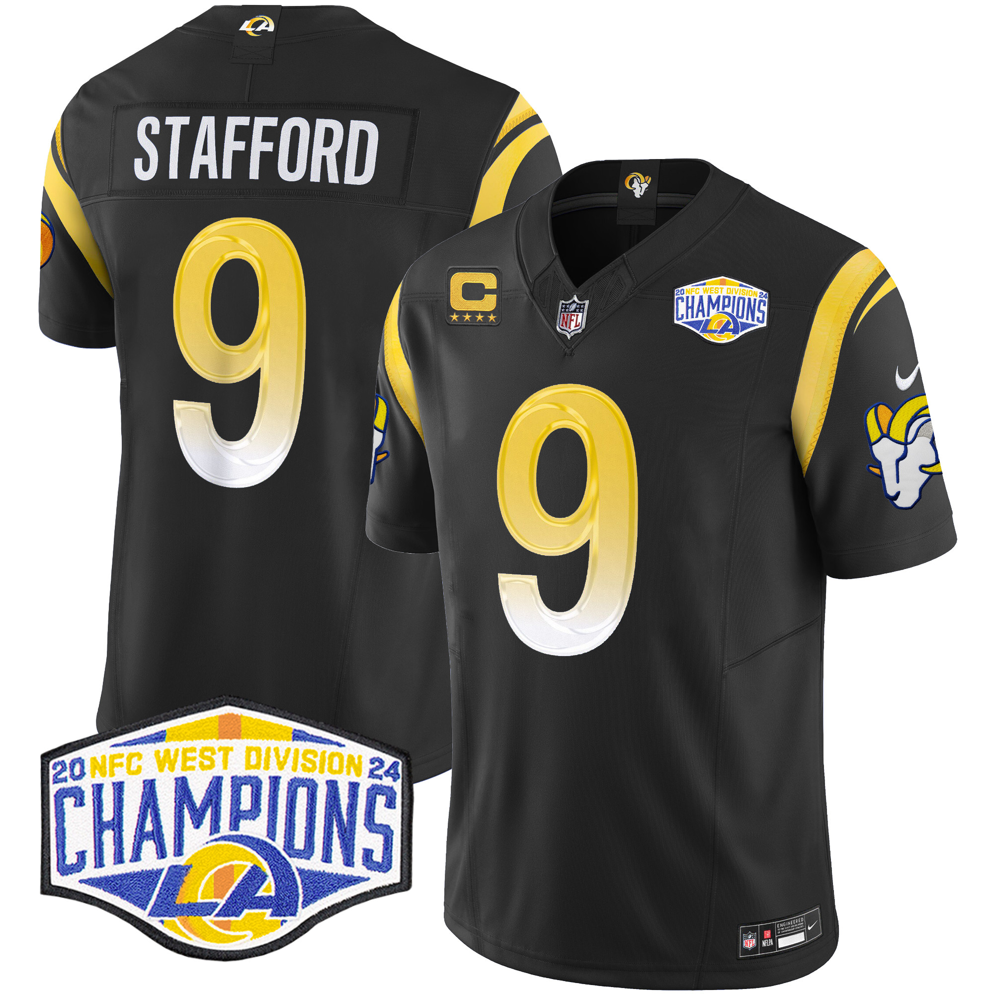 Los Angeles Rams Matthew Stafford 2024 NFC West Division Champions Vapor Limited Jersey - All Stitched - Black