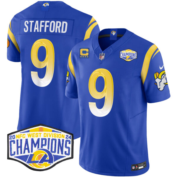 Los Angeles Rams Matthew Stafford 2024 NFC West Division Champions Vapor Limited Jersey - All Stitched - Royal