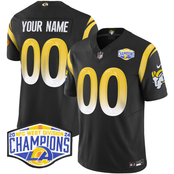 Los Angeles Rams 2024 NFC West Division Champions Vapor Limited Custom Jersey - All Stitched - Black