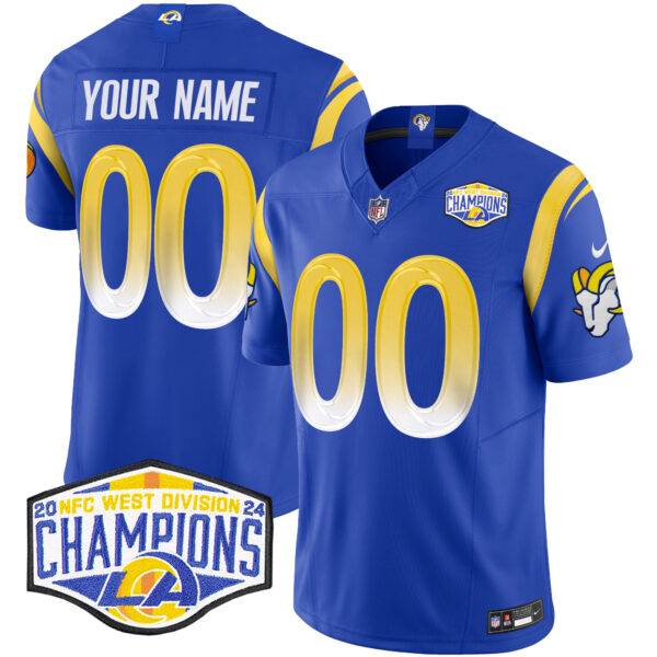 Los Angeles Rams 2024 NFC West Division Champions Vapor Limited Custom Jersey - All Stitched - Royal