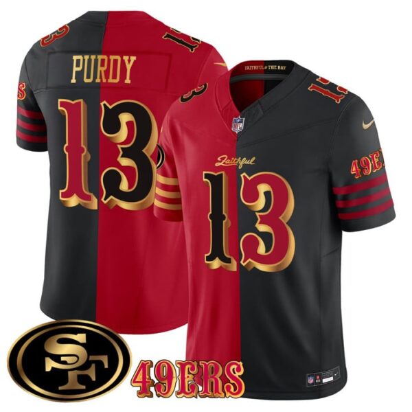 San Francisco 49ers Brock Purdy Rivalries Split Jersey - All Stitched