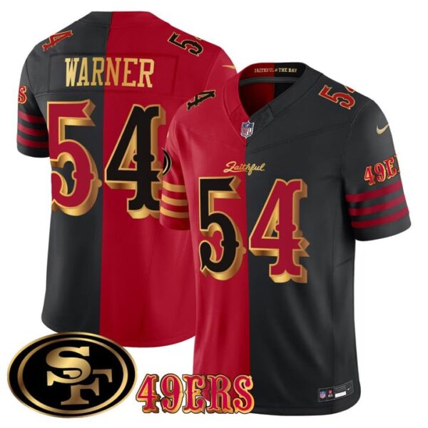San Francisco 49ers Fred Warner Rivalries Split Jersey - All Stitched