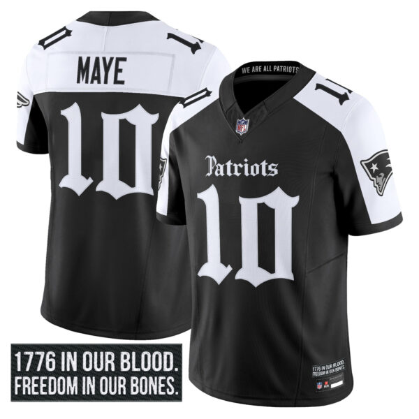 New England Patriots Drake Maye 'Gothic Revolution Edition' Vapor Limited Jersey - All Stitched - Alternate