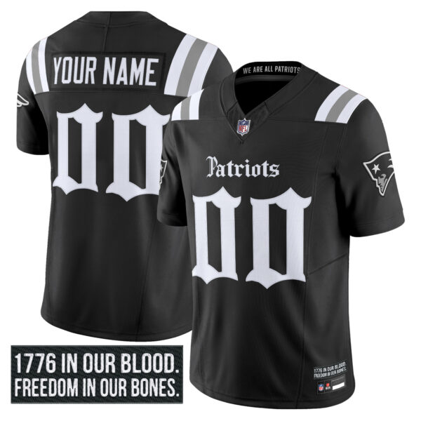 New England Patriots 'Gothic Revolution Edition' Vapor Limited Custom Jersey - All Stitched - Black