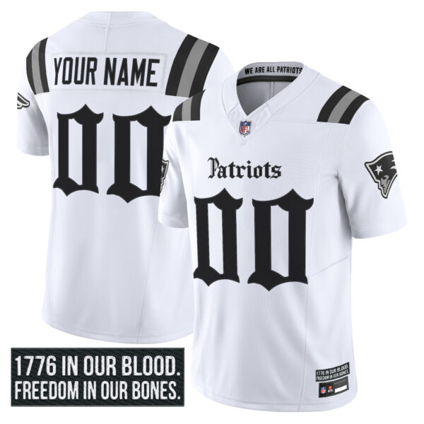 New England Patriots 'Gothic Revolution Edition' Vapor Limited Custom Jersey - All Stitched - White