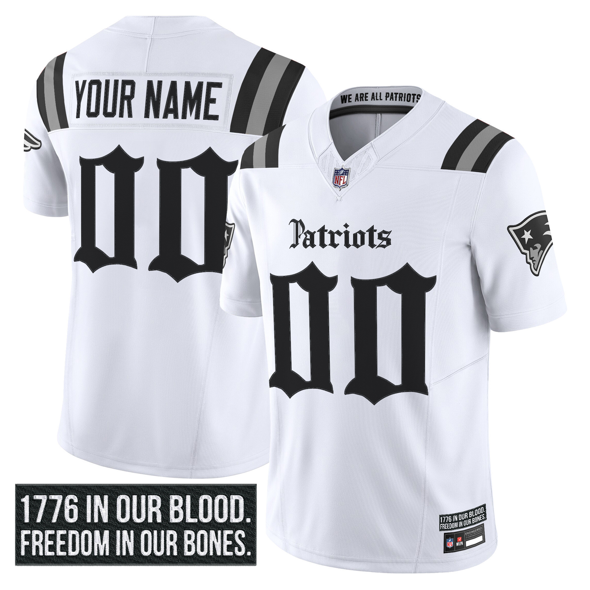 New England Patriots 'Gothic Revolution Edition' Vapor Limited Custom Jersey - All Stitched - White