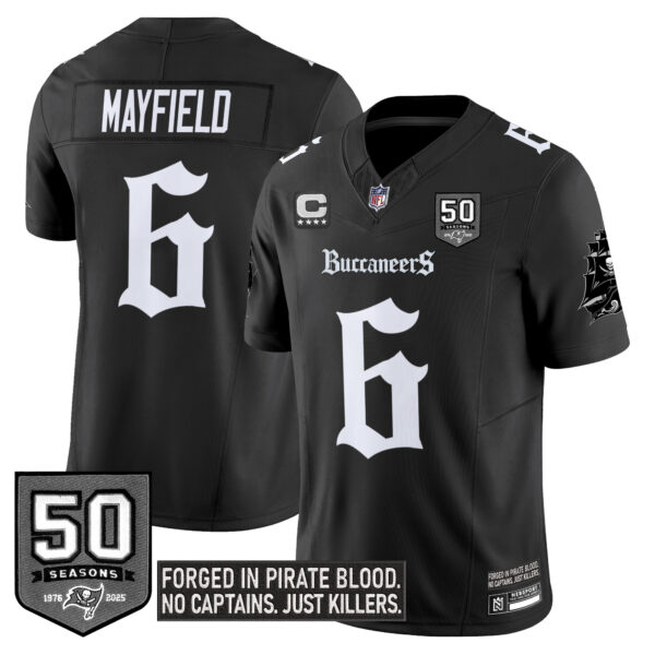 Tampa Bay Buccaneers Baker Mayfield 'Gothic Pirate Shadows Edition' Vapor Limited Jersey - All Stitched - Black