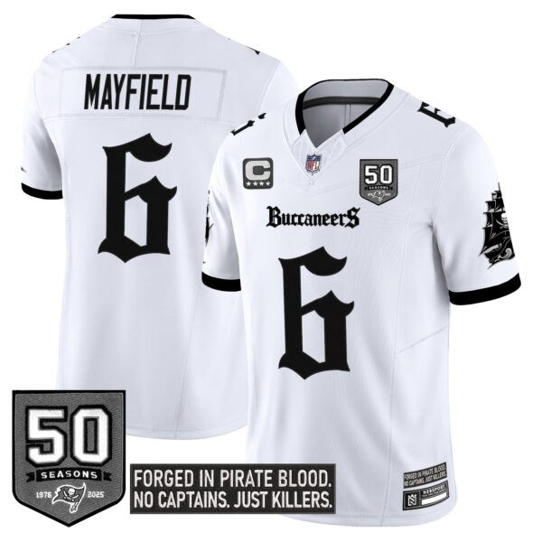 Tampa Bay Buccaneers Baker Mayfield 'Gothic Pirate Shadows Edition' Vapor Limited Jersey - All Stitched - White