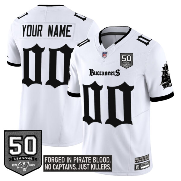 Tampa Bay Buccaneers 'Gothic Pirate Shadows Edition' Vapor Limited Custom Jersey - All Stitched - White