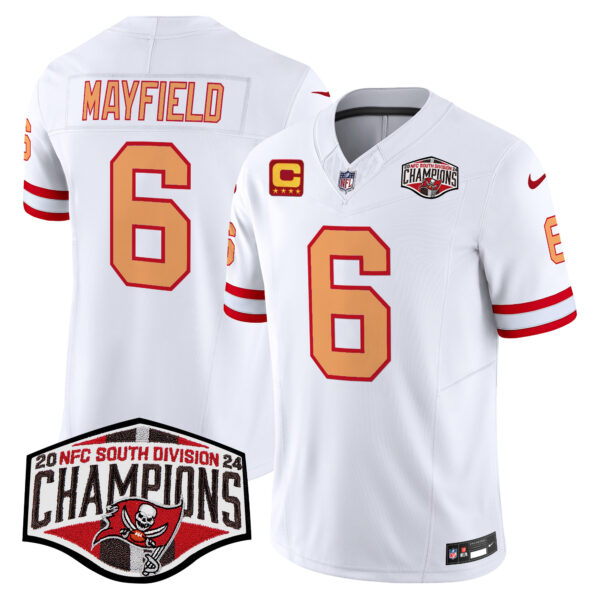 Tampa Bay Buccaneers Baker Mayfield 2024 NFC South Division Champions Patch Vapor Limited Jersey - All Stitched - White