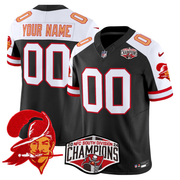 Tampa Bay Buccaneers 2024 NFC South Division Champions Patch Vapor Limited Custom Jersey - All Stitched - Black Alternate