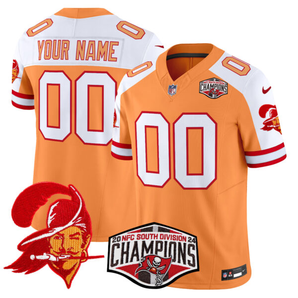 Tampa Bay Buccaneers 2024 NFC South Division Champions Patch Vapor Limited Custom Jersey - All Stitched - Creamsicle Alternate