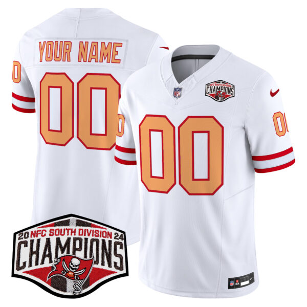Tampa Bay Buccaneers 2024 NFC South Division Champions Patch Vapor Limited Custom Jersey - All Stitched - White
