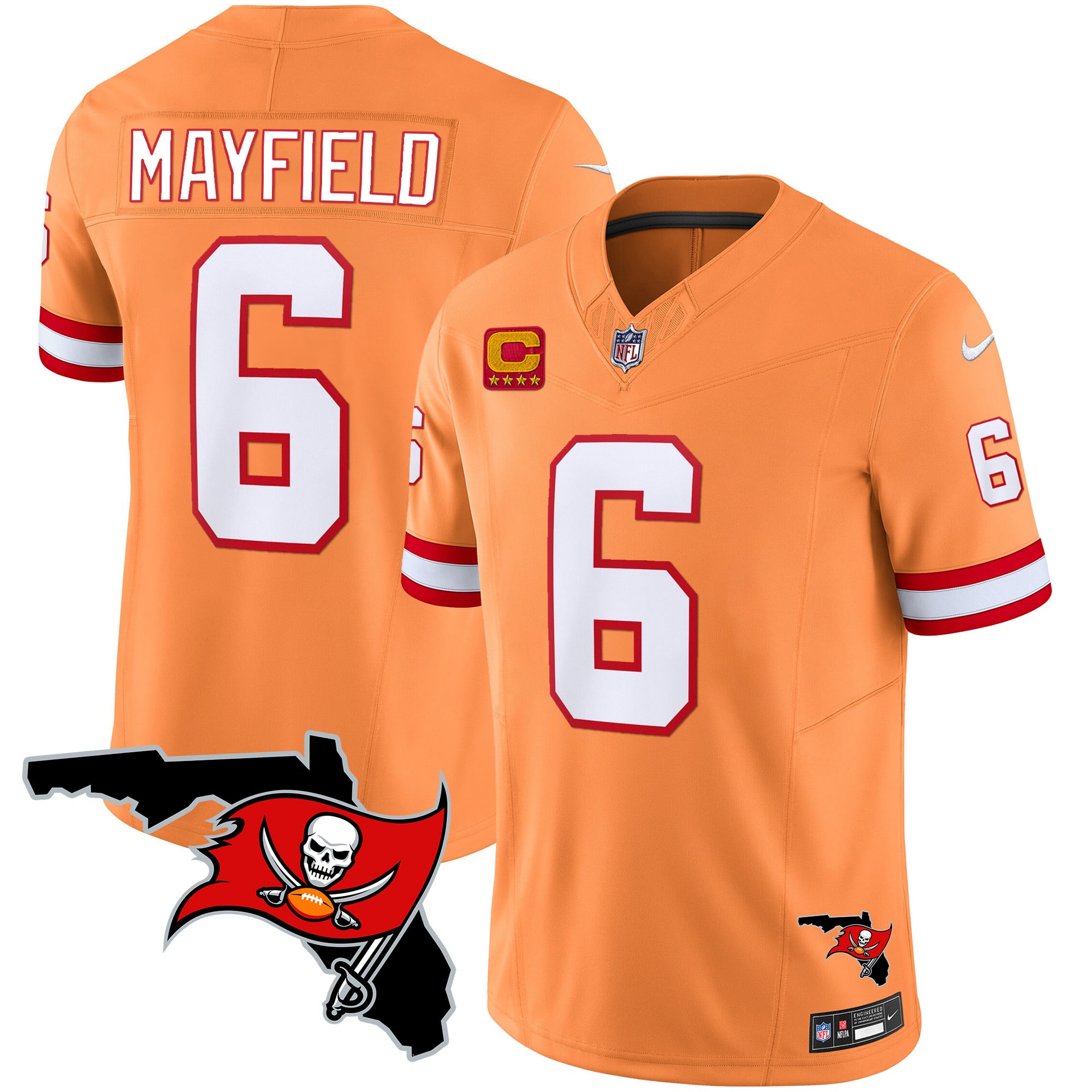 Tampa Bay Buccaneers Baker Mayfield Florida Patch Vapor Limited Jersey - All Stitched - Orange