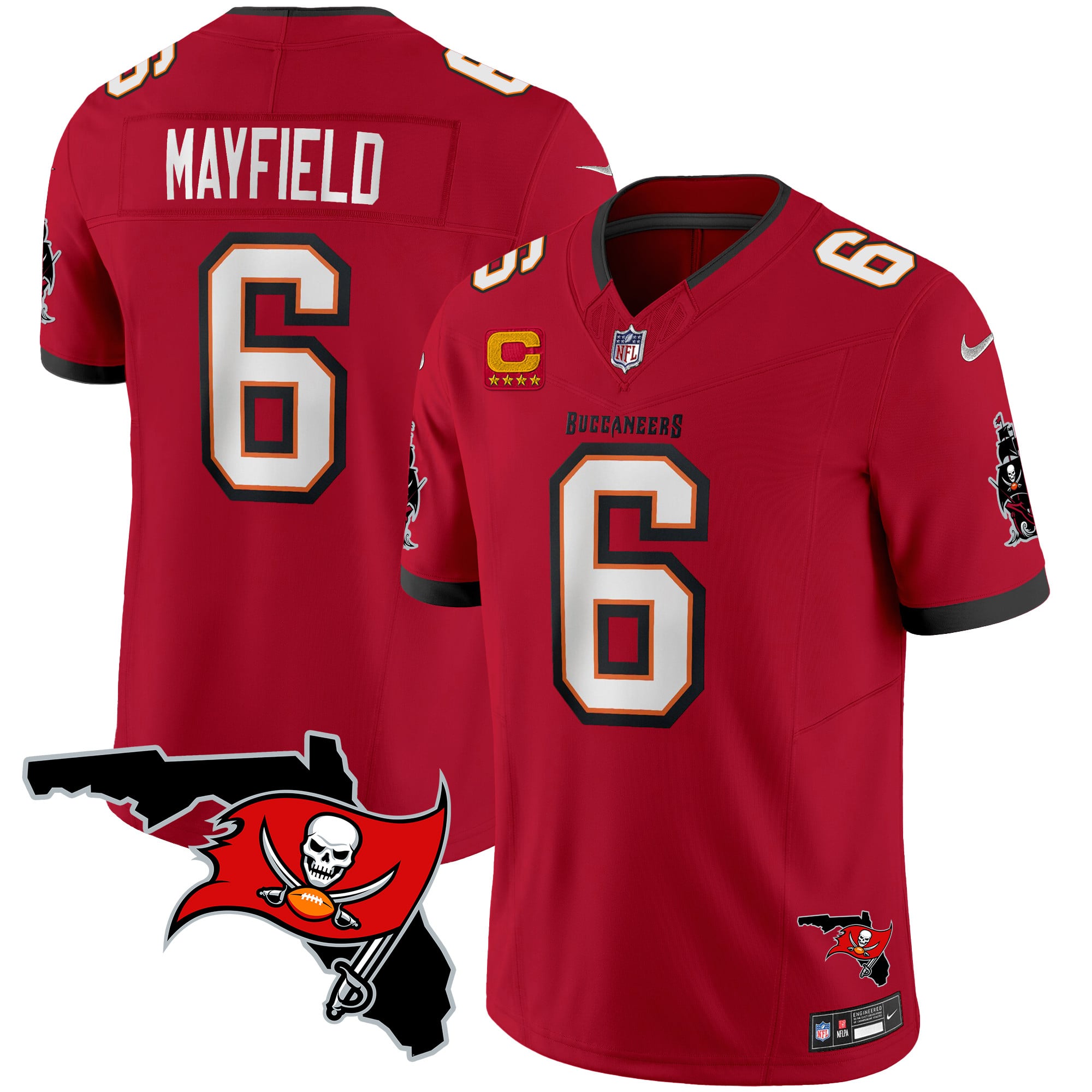 Tampa Bay Buccaneers Baker Mayfield Florida Patch Vapor Limited Jersey - All Stitched - Red