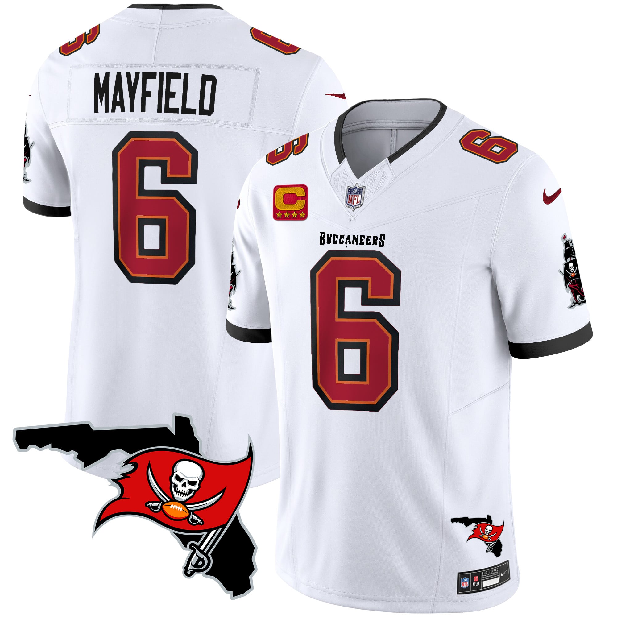 Tampa Bay Buccaneers Baker Mayfield Florida Patch Vapor Limited Jersey - All Stitched - White
