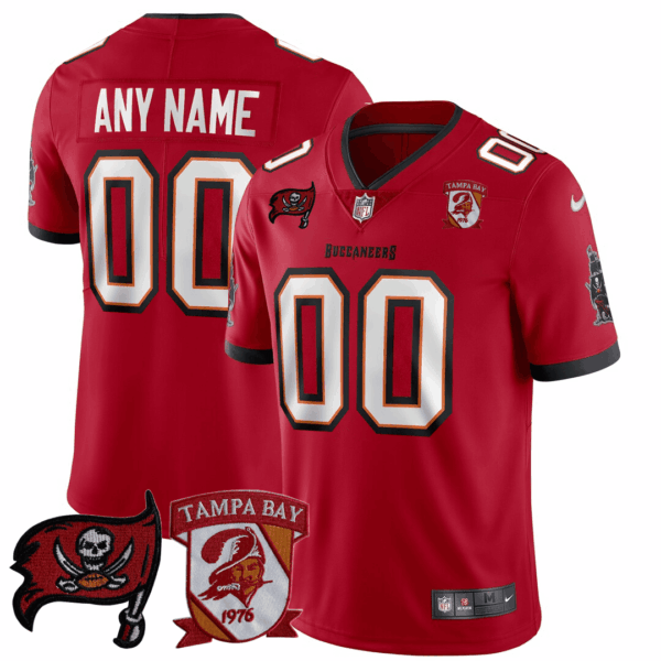 Tampa Bay Buccaneers Tampa Bay Logo Patch Custom Jersey - All Stitched - Red