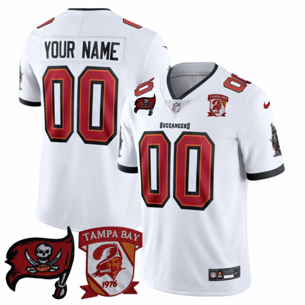 Tampa Bay Buccaneers Tampa Bay Logo Patch Custom Jersey - All Stitched - White