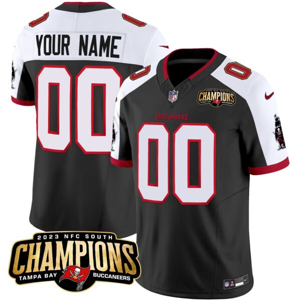 Tampa Bay Buccaneers 2023 NFC South Champions Patch Vapor Custom Jersey - All Stitched - Black Alternate