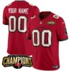 Tampa Bay Buccaneers 2023 NFC South Champions Patch Vapor Custom Jersey - All Stitched - Red