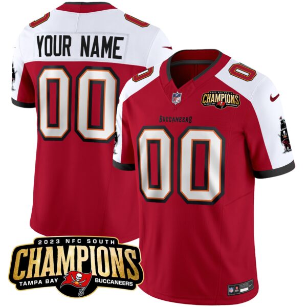 Tampa Bay Buccaneers 2023 NFC South Champions Patch Vapor Custom Jersey - All Stitched - Red Alternate