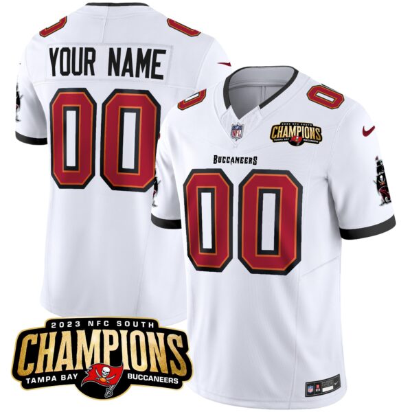 Tampa Bay Buccaneers 2023 NFC South Champions Patch Vapor Custom Jersey - All Stitched - White