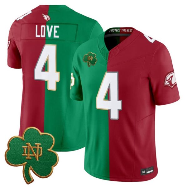 Arizona Cardinals Jeremiyah Love Split Vapor Limited Jersey - All Stitched - Green/Red