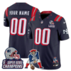New England Patriots '6x Champions' Rivalries Throwbacks Mascot Patch Vapor Limited Custom Jersey - All Stitched - Navy