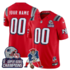 New England Patriots '6x Champions' Rivalries Throwbacks Mascot Patch Vapor Limited Custom Jersey - All Stitched - Red